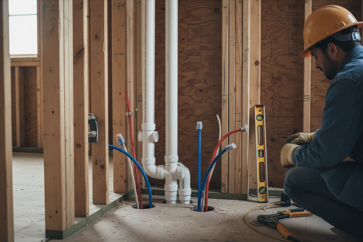 Drain and supply rough-in during Toilet Repair and Installation in South Wilmington