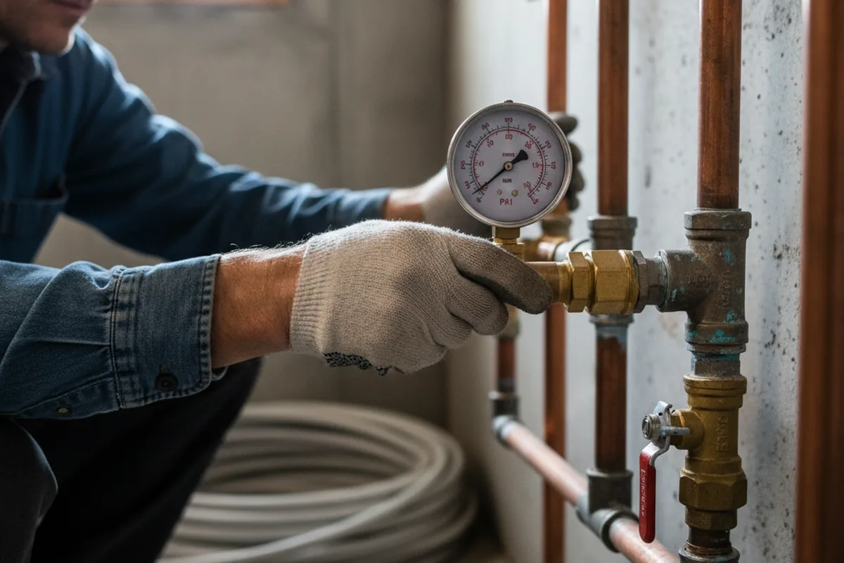 Pressure testing a repaired line during Water Line Repair in South Wilmington